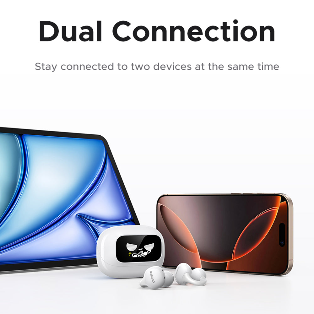 Ugreen - Earbuds HiTune S6 ClipBuds Magic WS208 (55136) - with Display, Bluetooth 5.4, Noise Reduction, Low Latency - Wh