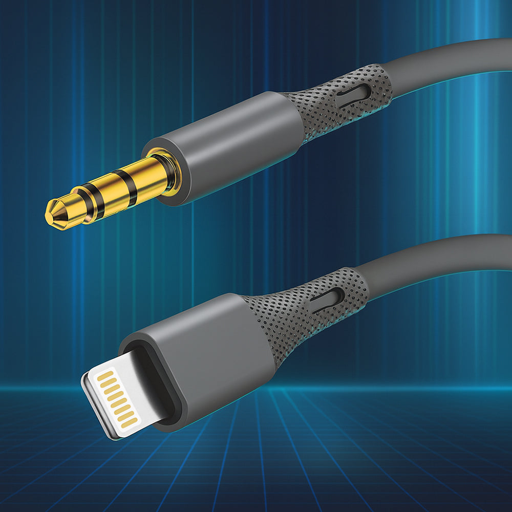 Techsuit - Premium Cable Adapter SoundFleX (AC5) - Lightning to 3.5mm Jack, Hi-Fi Quality, Silica Gel - Gray