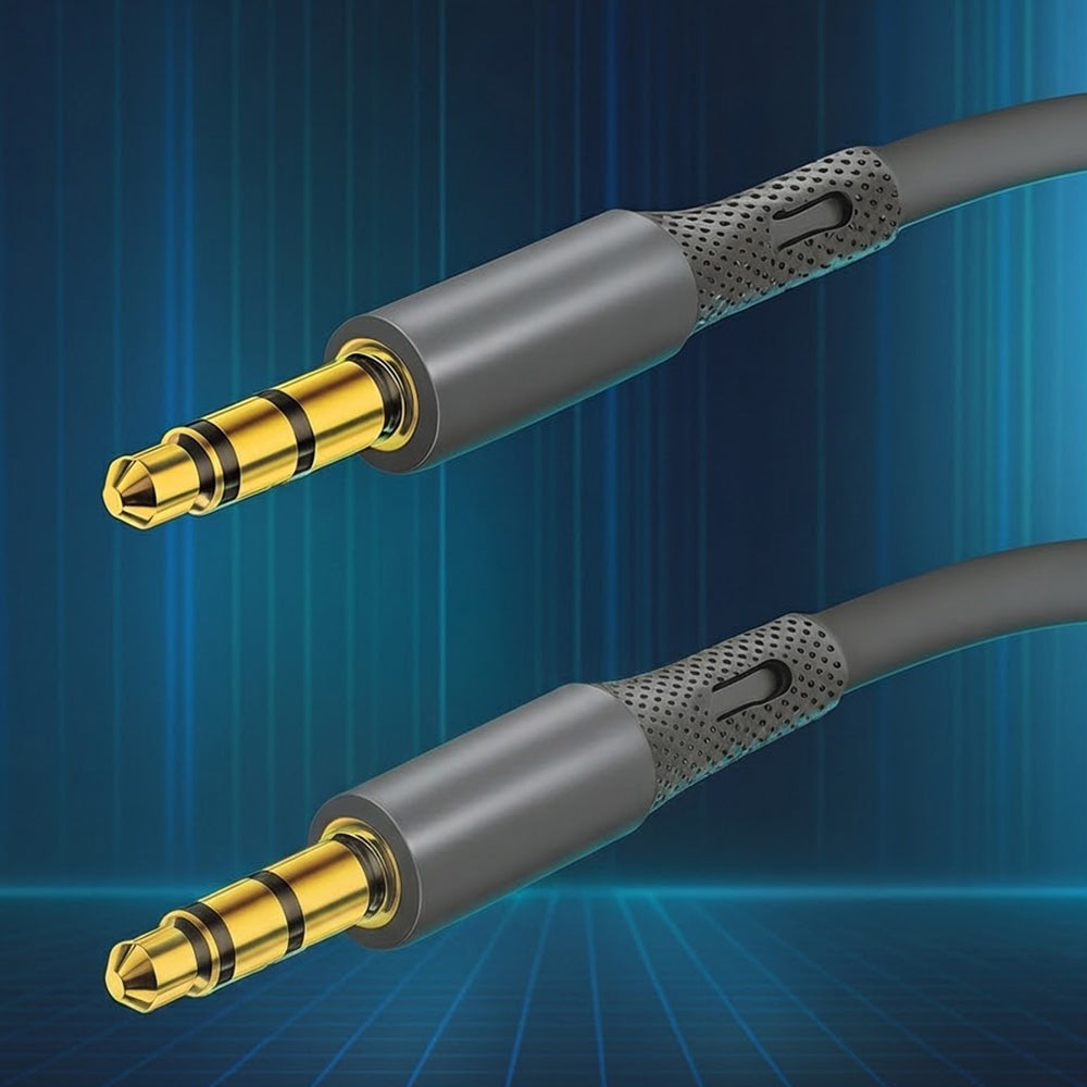 Techsuit - Premium Cable Adapter SoundFleX (AC3) - 3.5mm to Jack, Hi-Fi Quality, Silica Gel, 1m - Gray
