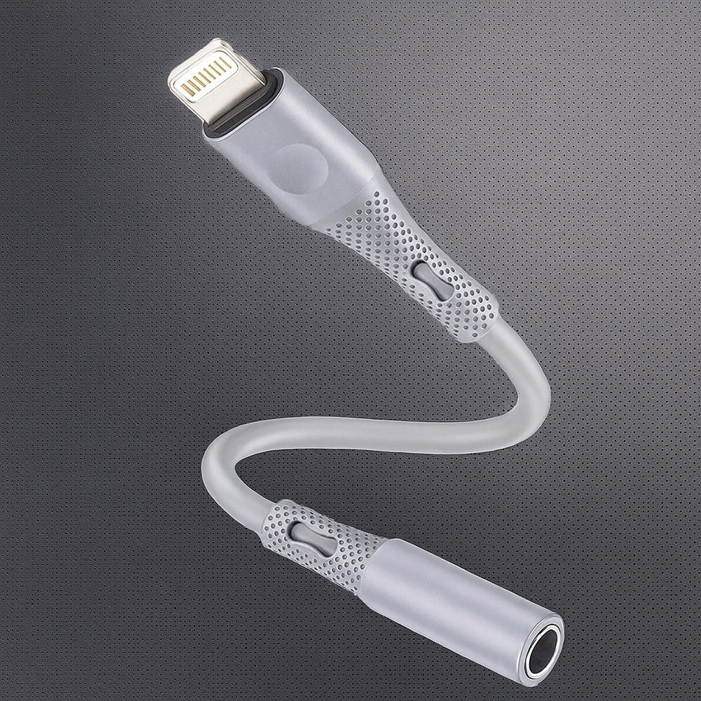 Techsuit - Premium Cable Adapter SoundFleX (AC2) - Lightning to 3.5mm Jack, Hi-Fi Quality, Silica Gel - Gray