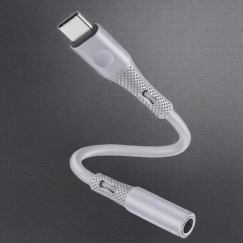 Techsuit - Premium Cable Adapter SoundFleX (AC1) - Type-C to 3.5mm Jack, Hi-Fi Quality, DAC Chip, Silica Gel, 0.1m - Gra