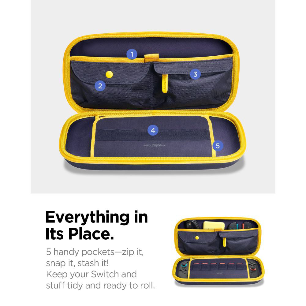Spigen - Nano Pop Pro Pouch (AGP09565) - Nintendo Switch 2, for Accessories, 5 Pockets, Detachable Shoulder Strap - Blue