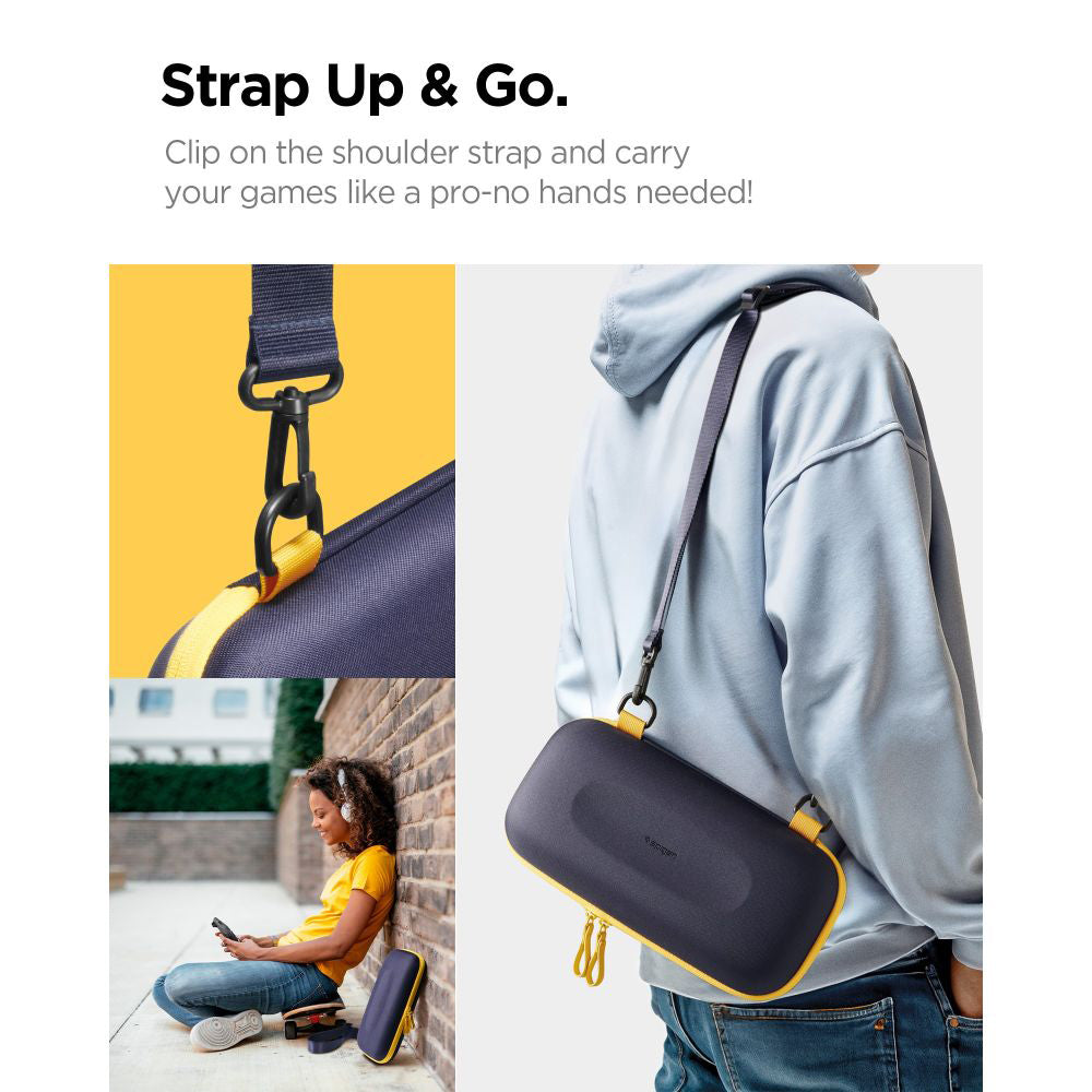 Spigen - Nano Pop Pro Pouch (AGP09565) - Nintendo Switch 2, for Accessories, 5 Pockets, Detachable Shoulder Strap - Blue