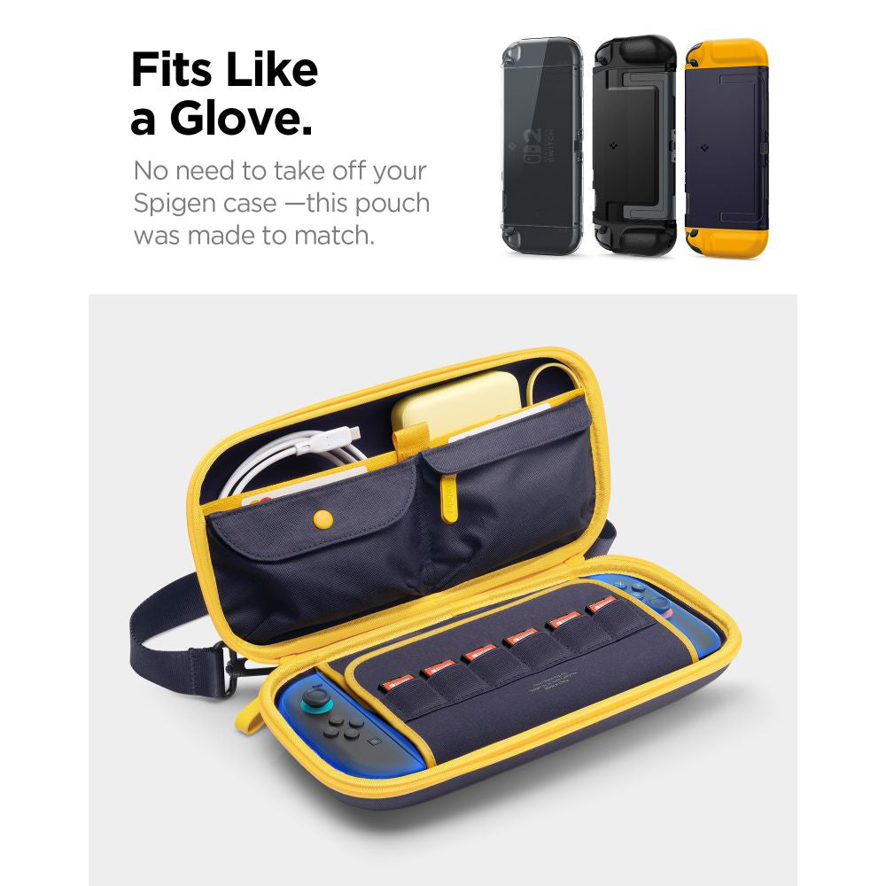 Spigen - Nano Pop Pro Pouch (AGP09565) - Nintendo Switch 2, for Accessories, 5 Pockets, Detachable Shoulder Strap - Blue