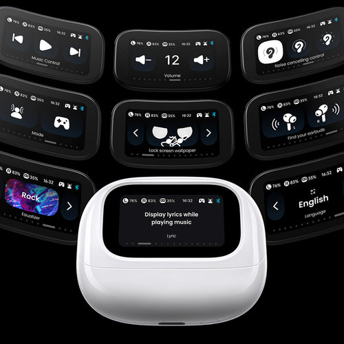 Ugreen - Wireless Earbuds HiTune T6 Magic WS211 (55137) - LCD Color Screen, Bluetooth 5.4, ANC, Gaming Mode, 500mAh, App