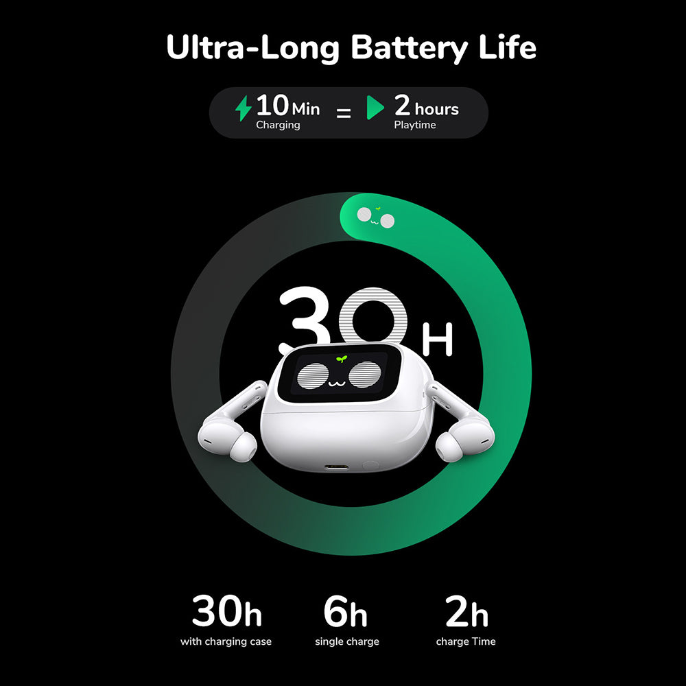 Ugreen - Wireless Earbuds HiTune T6 Magic WS211 (55137) - LCD Color Screen, Bluetooth 5.4, ANC, Gaming Mode, 500mAh, App
