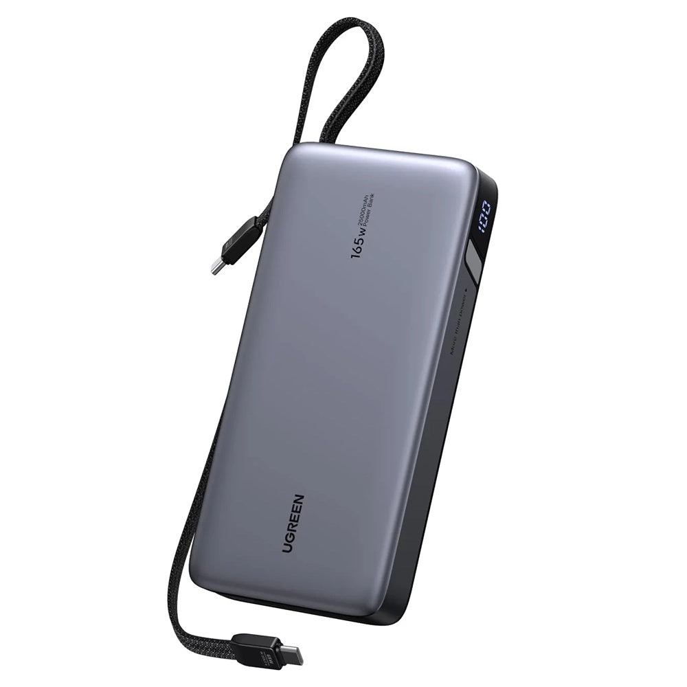 Ugreen - Power Bank PB552 (55995B) - Fast Charge, Digital Display, USB, USB-C, Built-In 2x USB-C Cable, 165W, 25000mAh -