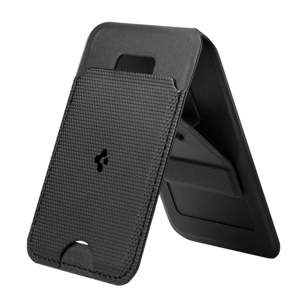 Spigen - Card Holder MagSafe Slim Fold S314-1 (AFA10405) - for Phone, Universal, Magnetic Grip, Stand, PU Leather - Blac
