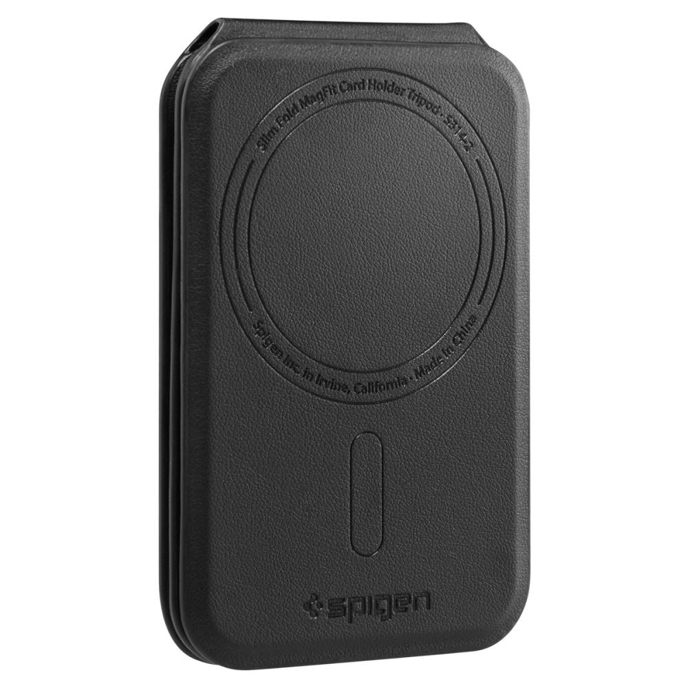 Spigen - Card Holder MagSafe Slim Fold Tripod S314-2 (AFA10406) - for Phone, Universal, Magnetic, Stand, PU Leather - Bl