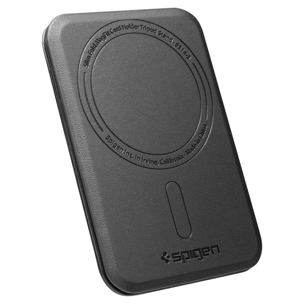 Spigen - Card Holder MagSafe Slim Fold Tripod S314-3 (AFA10751) - for Phone, Universal, Magnetic, Stand, PU Leather - Bl