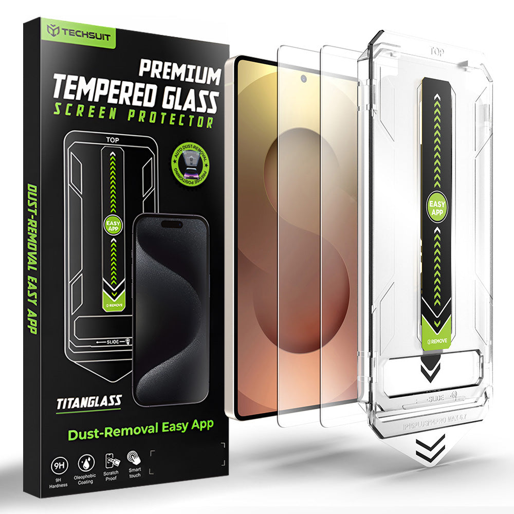 Techsuit - [Fingerprint Unlock Compatible] TitanGlass CrystalHD (2 pack) - Samsung Galaxy S25 Ultra - Clear