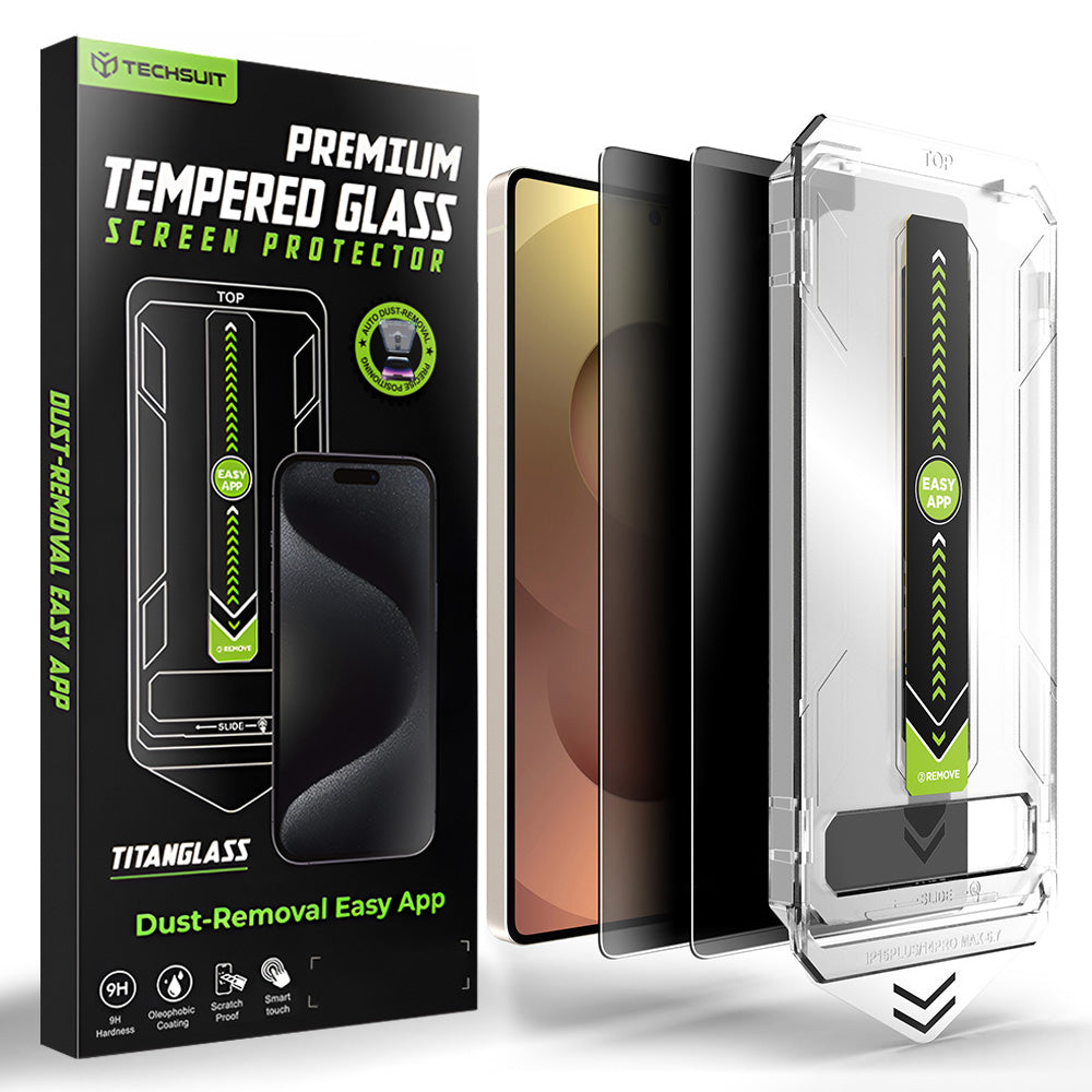 Techsuit - [Fingerprint Unlock Compatible] TitanGlass CrystalHD (2 pack) - Samsung Galaxy S25 Ultra - Privacy