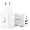 Techsuit - Premium Wall Charger PowerXQuad (CH4) - 2x PD20W Type-C, 2x USB 3.1A, Super Fast Charge Travel Adapter 40W - 