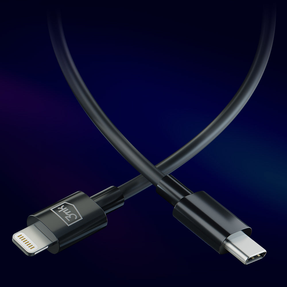 3mk - Data Cable Hyper - USB-C to Lightning, 20W, 5A, 1.2m - Black