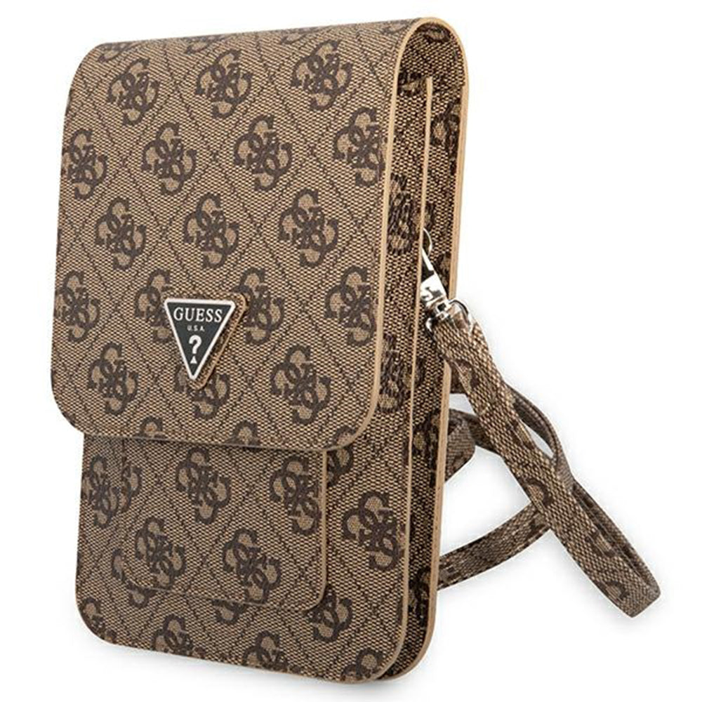 Guess Geanta Guess Universal Phone Pouch Zip Triangle 4G (GUWBP4TMBR), Universal, Adjustable Strap, Eco-Leather, 2 Large