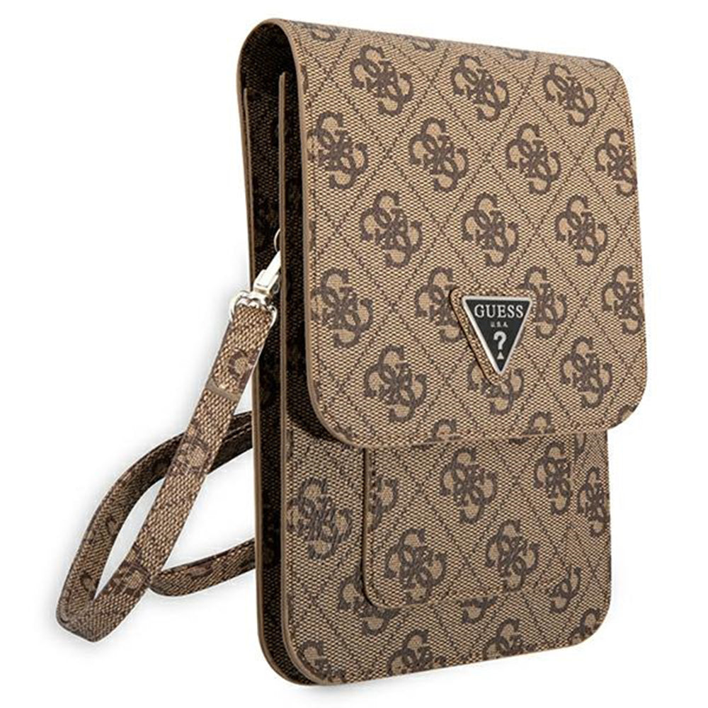 Guess Geanta Guess Universal Phone Pouch Zip Triangle 4G (GUWBP4TMBR), Universal, Adjustable Strap, Eco-Leather, 2 Large