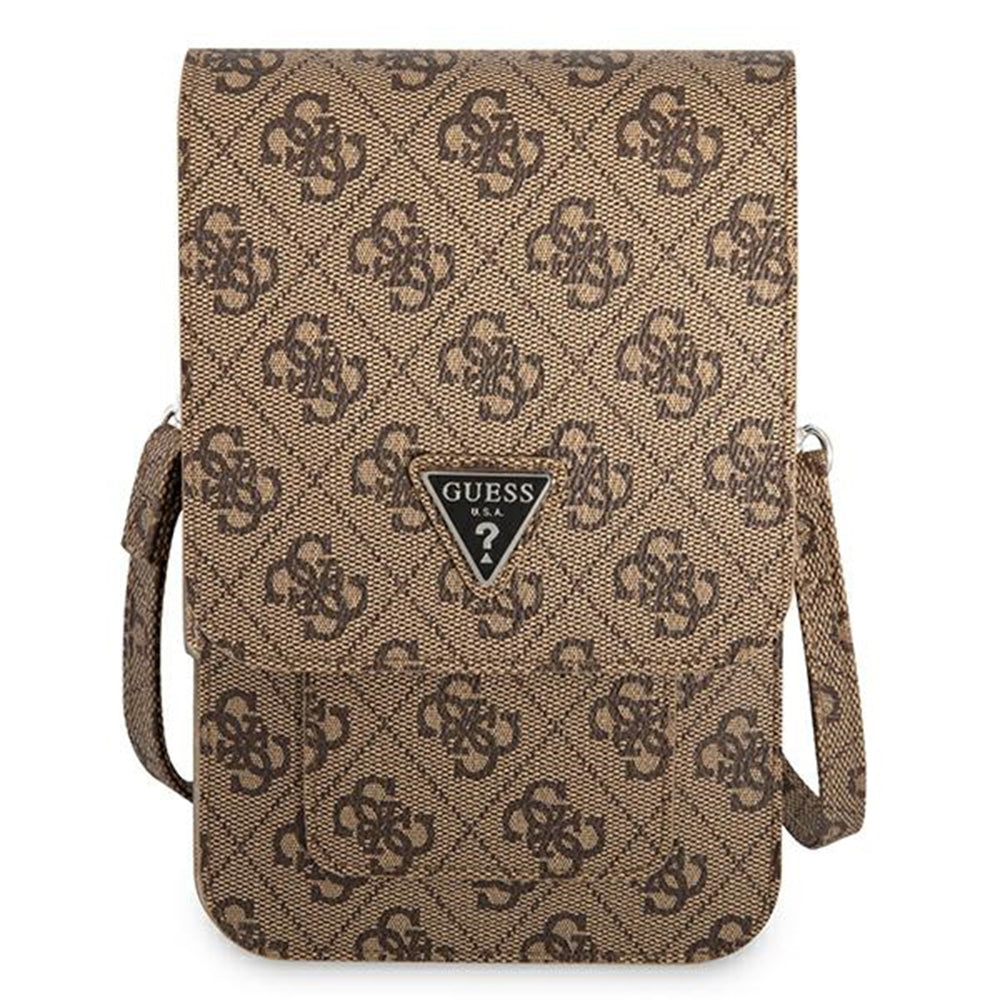 Guess Geanta Guess Universal Phone Pouch Zip Triangle 4G (GUWBP4TMBR), Universal, Adjustable Strap, Eco-Leather, 2 Large