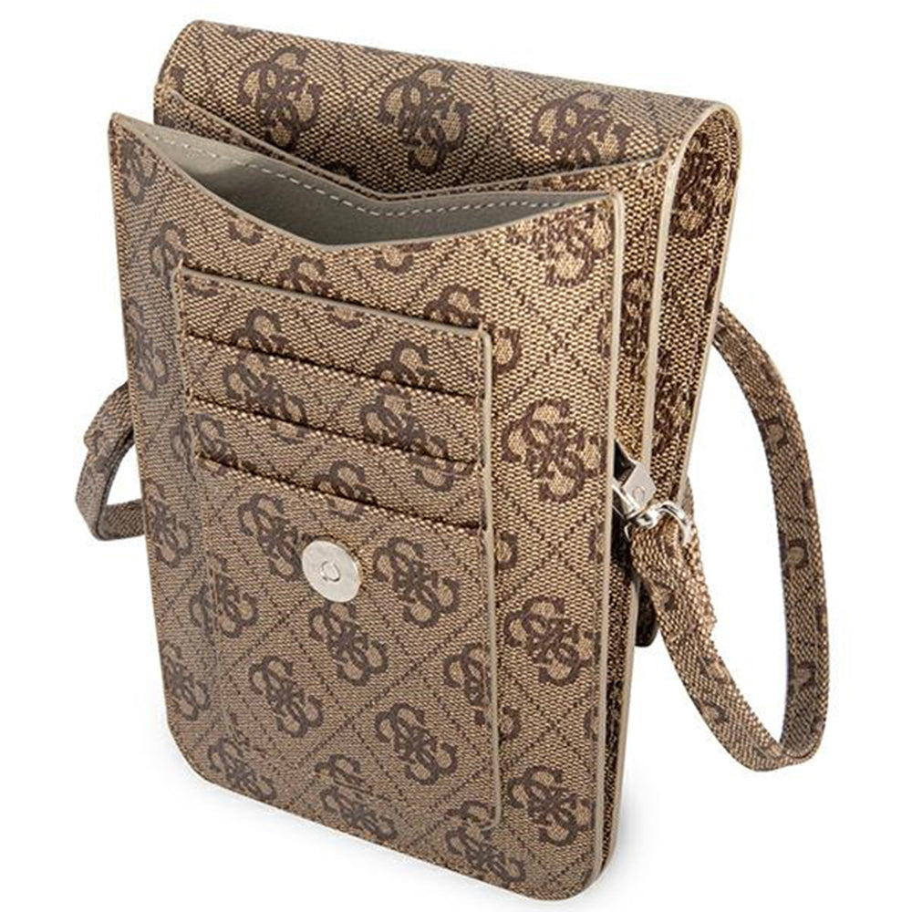 Guess Geanta Guess Universal Phone Pouch Zip Triangle 4G (GUWBP4TMBR), Universal, Adjustable Strap, Eco-Leather, 2 Large
