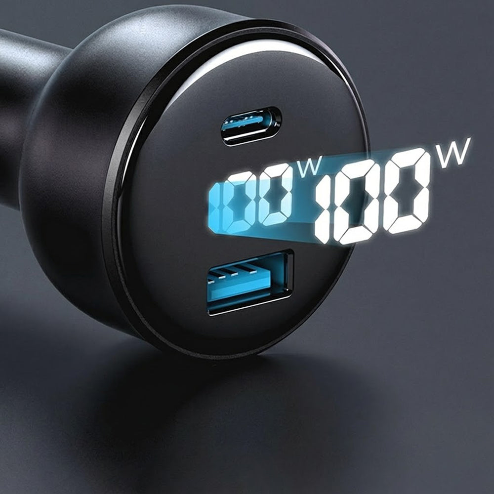 Havit - Car Charger (CC100W) - USB, Type-C, PD100W, PC, with Digital Display - Black