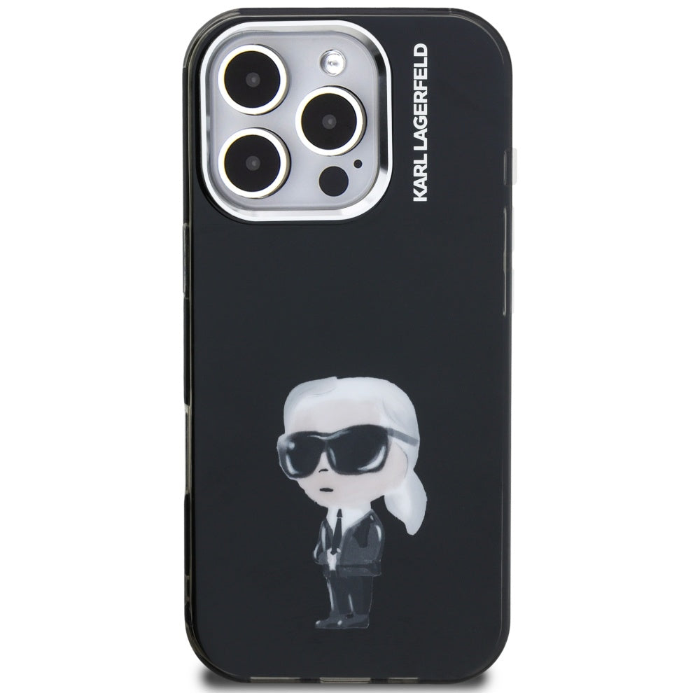Karl Lagerfeld - IML Aquarelle Karl & Logo MagSafe (KLHCP16LHMKIAQK) - iPhone 16 Pro - Black