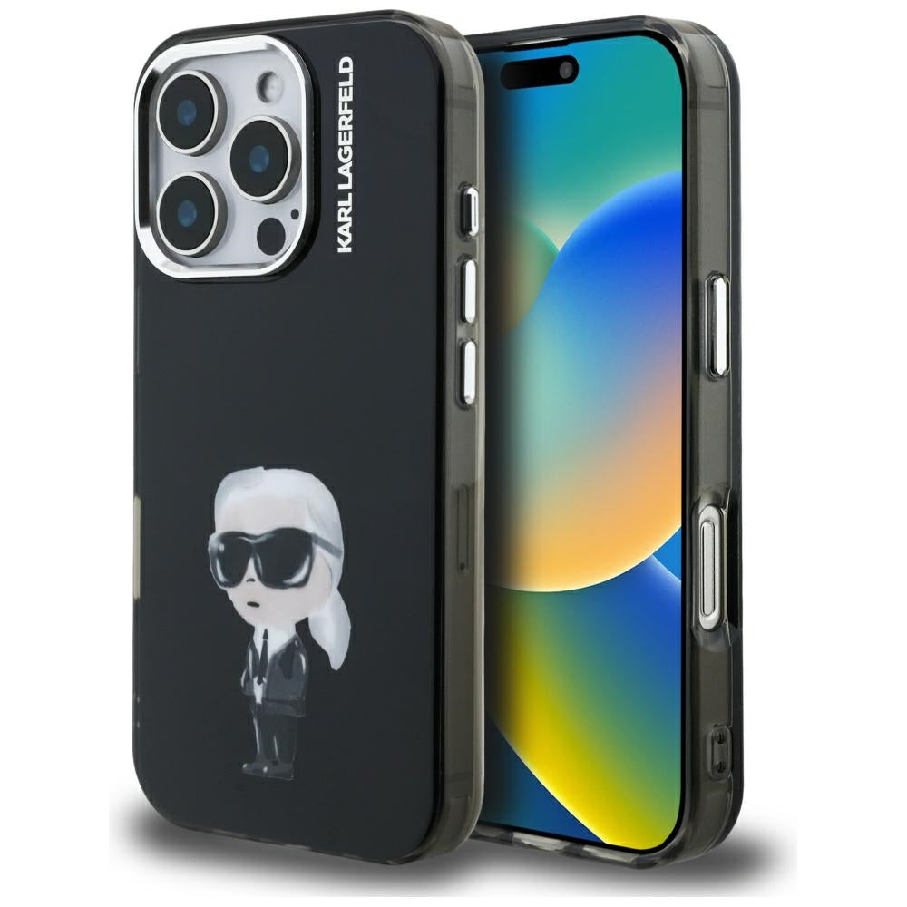 Karl Lagerfeld - IML Aquarelle Karl & Logo MagSafe (KLHCP16LHMKIAQK) - iPhone 16 Pro - Black