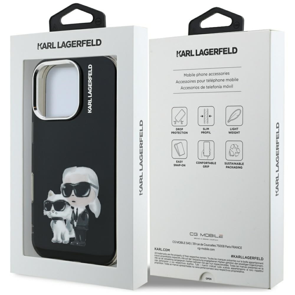 Karl Lagerfeld - IML Aquarelle Karl & Choupette (KLHCP16XHMKCAQK) - iPhone 16 Pro Max - Black
