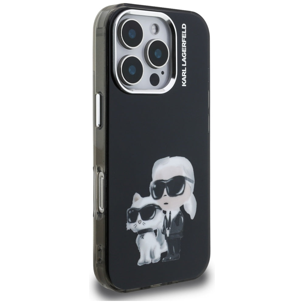 Karl Lagerfeld - IML Aquarelle Karl & Choupette (KLHCP16XHMKCAQK) - iPhone 16 Pro Max - Black