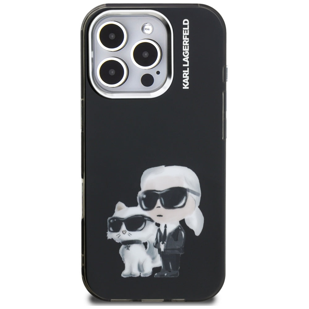 Karl Lagerfeld - IML Aquarelle Karl & Choupette (KLHCP16XHMKCAQK) - iPhone 16 Pro Max - Black