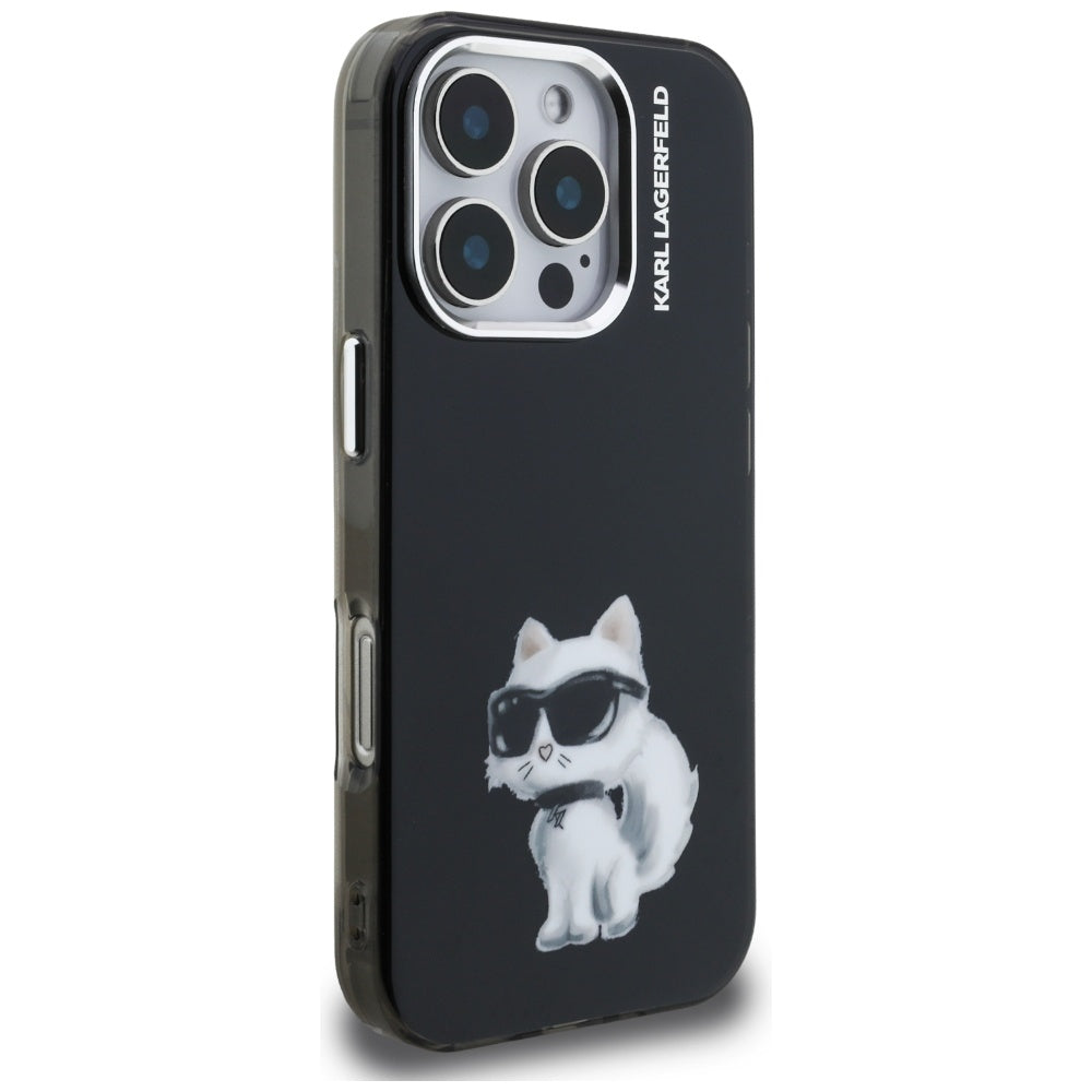 Karl Lagerfeld - IML Aquarelle Choupette Logo (KLHCP16XHMCHAQK) - iPhone 16 Pro Max - Black