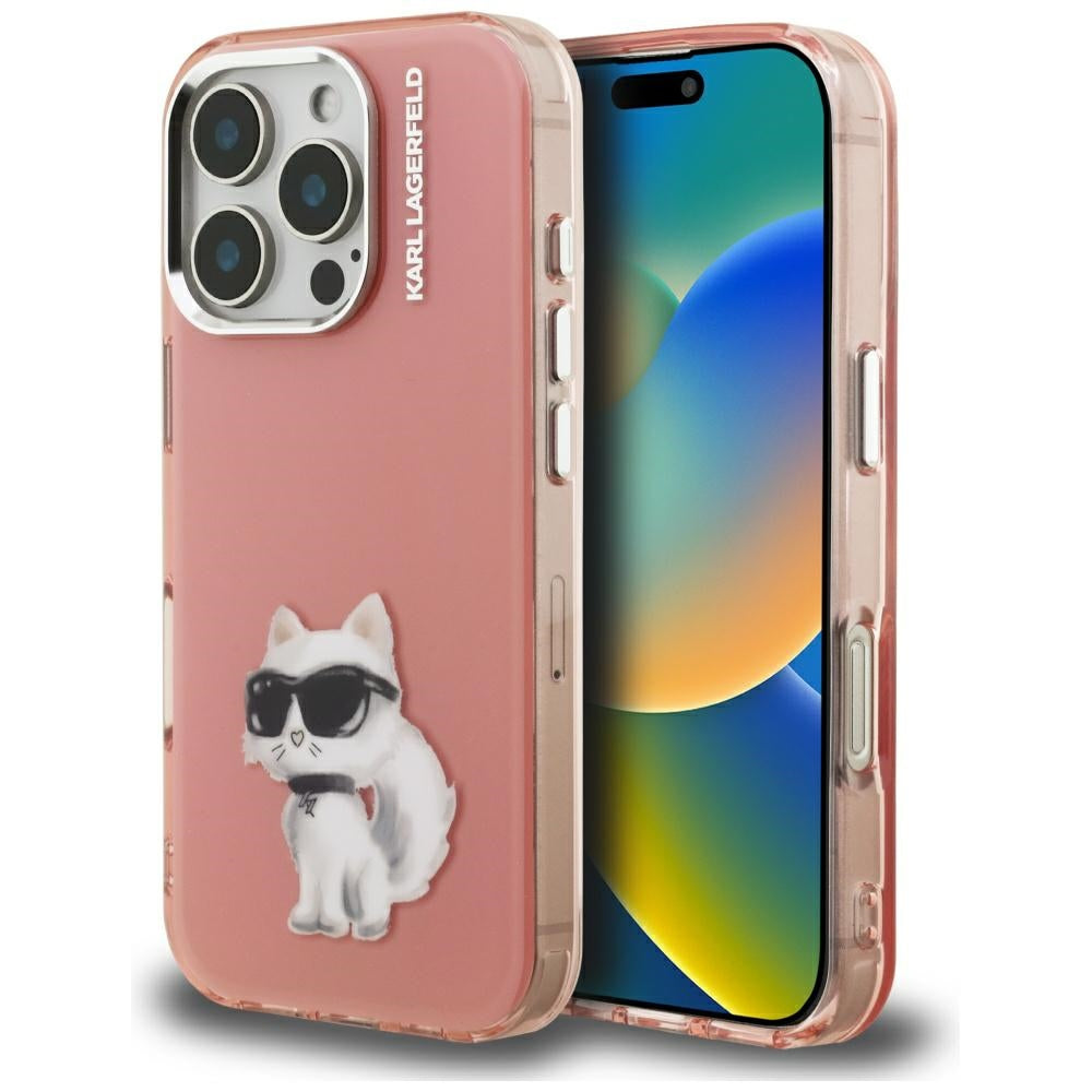 Karl Lagerfeld - IML Aquarelle Choupette Logo (KLHCP16LHMCHAQP) - iPhone 16 Pro - Pink