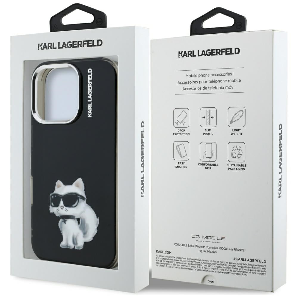Karl Lagerfeld - IML Aquarelle Choupette Logo (KLHCP16LHMCHAQK) - iPhone 16 Pro - Black