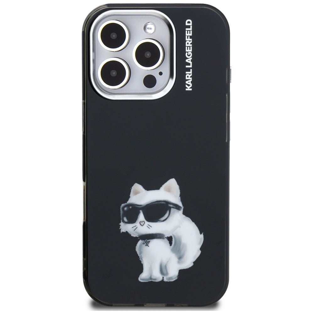 Karl Lagerfeld - IML Aquarelle Choupette Logo (KLHCP16LHMCHAQK) - iPhone 16 Pro - Black