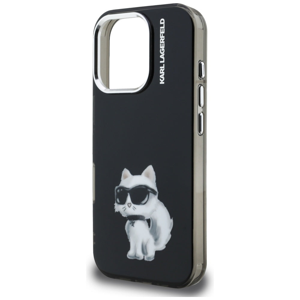 Karl Lagerfeld - IML Aquarelle Choupette Logo (KLHCP16LHMCHAQK) - iPhone 16 Pro - Black