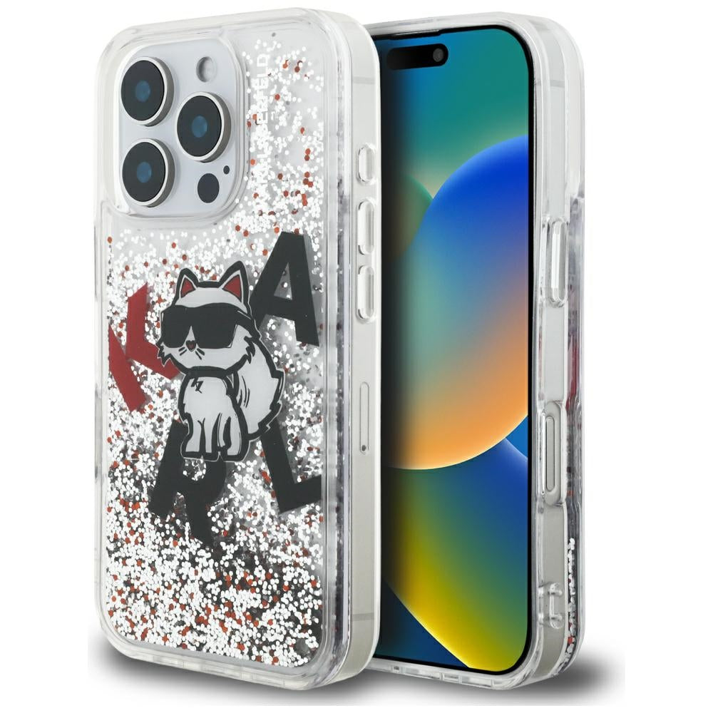 Karl Lagerfeld - Liquid Glitter Choupette Logo MagSafe (KLHCP16XLCHSCTDT) - iPhone 16 Pro Max - Clear