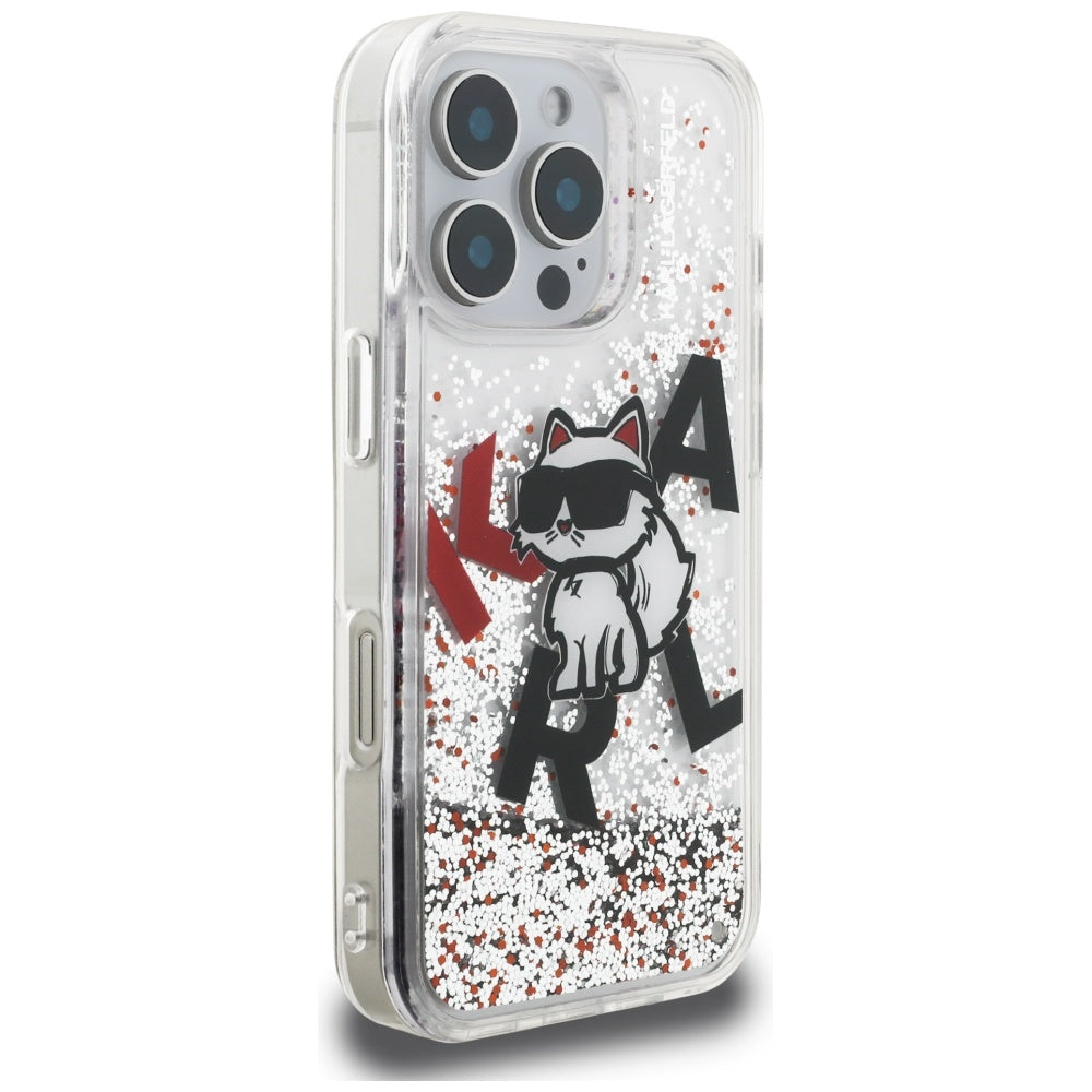 Karl Lagerfeld Husa de protectie Karl Lagerfeld Liquid Glitter Choupette Logo MagSafe (KLHCP16LLCHSCTDT) compatibil cu i