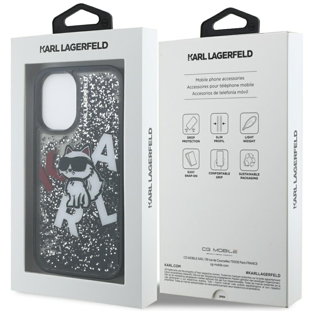 Karl Lagerfeld - Liquid Glitter Choupette Logo MagSafe (KLHCP16SLCHSCTDK) - iPhone 16 - Black