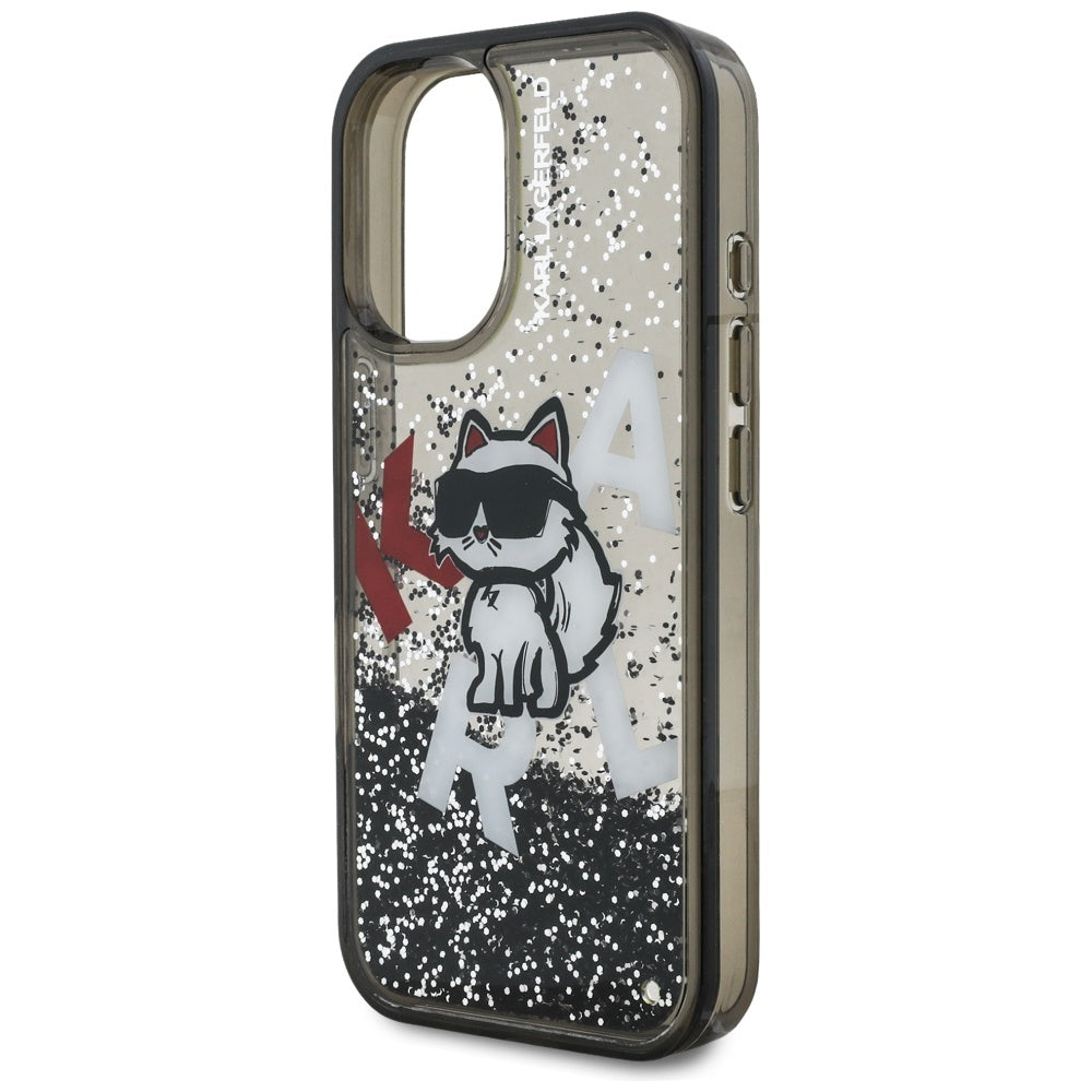 Karl Lagerfeld - Liquid Glitter Choupette Logo MagSafe (KLHCP16SLCHSCTDK) - iPhone 16 - Black