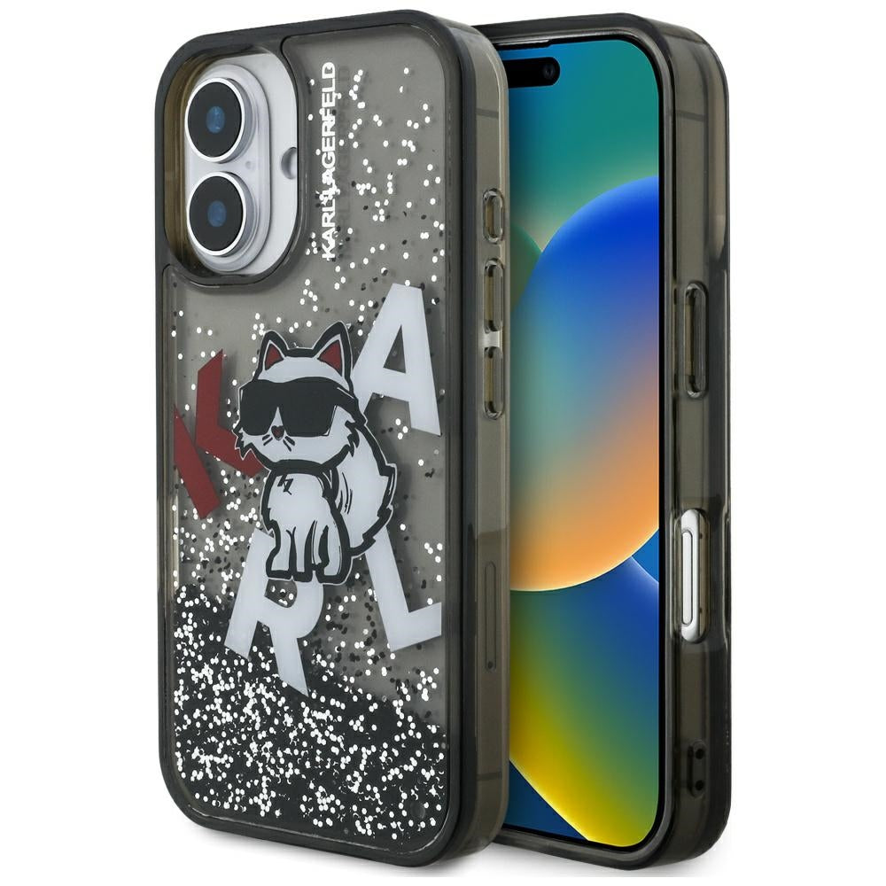 Karl Lagerfeld - Liquid Glitter Choupette Logo MagSafe (KLHCP16SLCHSCTDK) - iPhone 16 - Black