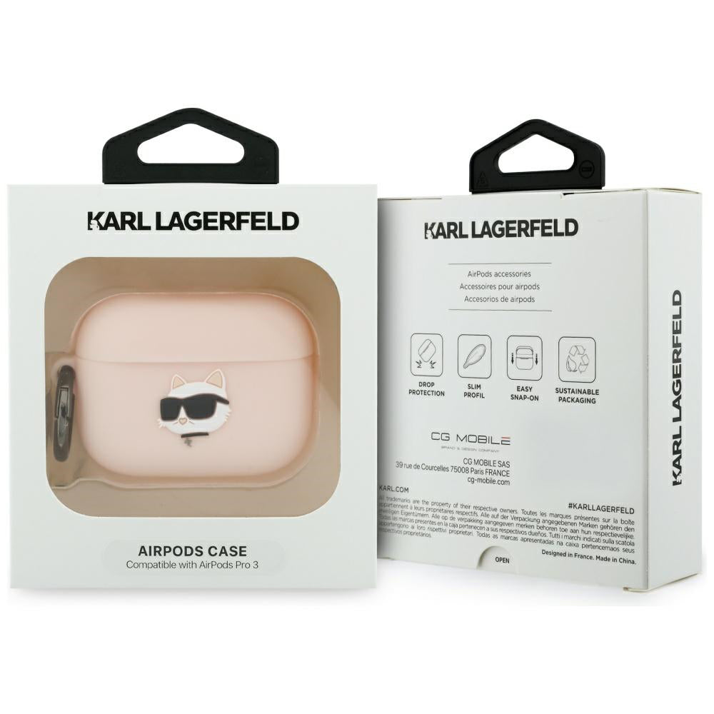 Karl Lagerfeld - Silicone Chaupette Head 3D (KLAP3RUNCHP) - Apple AirPods Pro 3 - Pink