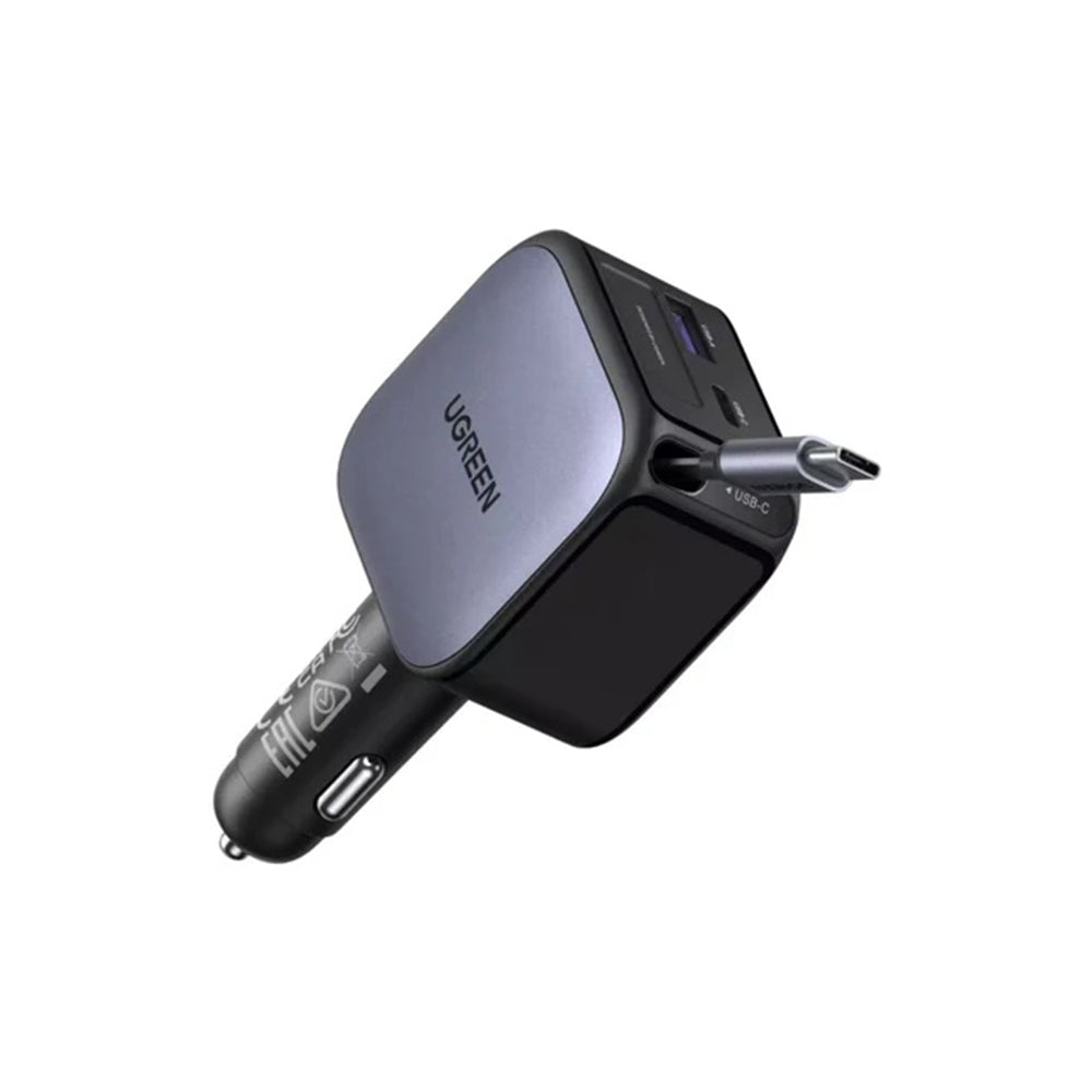 Ugreen - Car Charger EC602 (55212B) - with Retractable USB-C cable, USB, Type-C, 60W - Gray