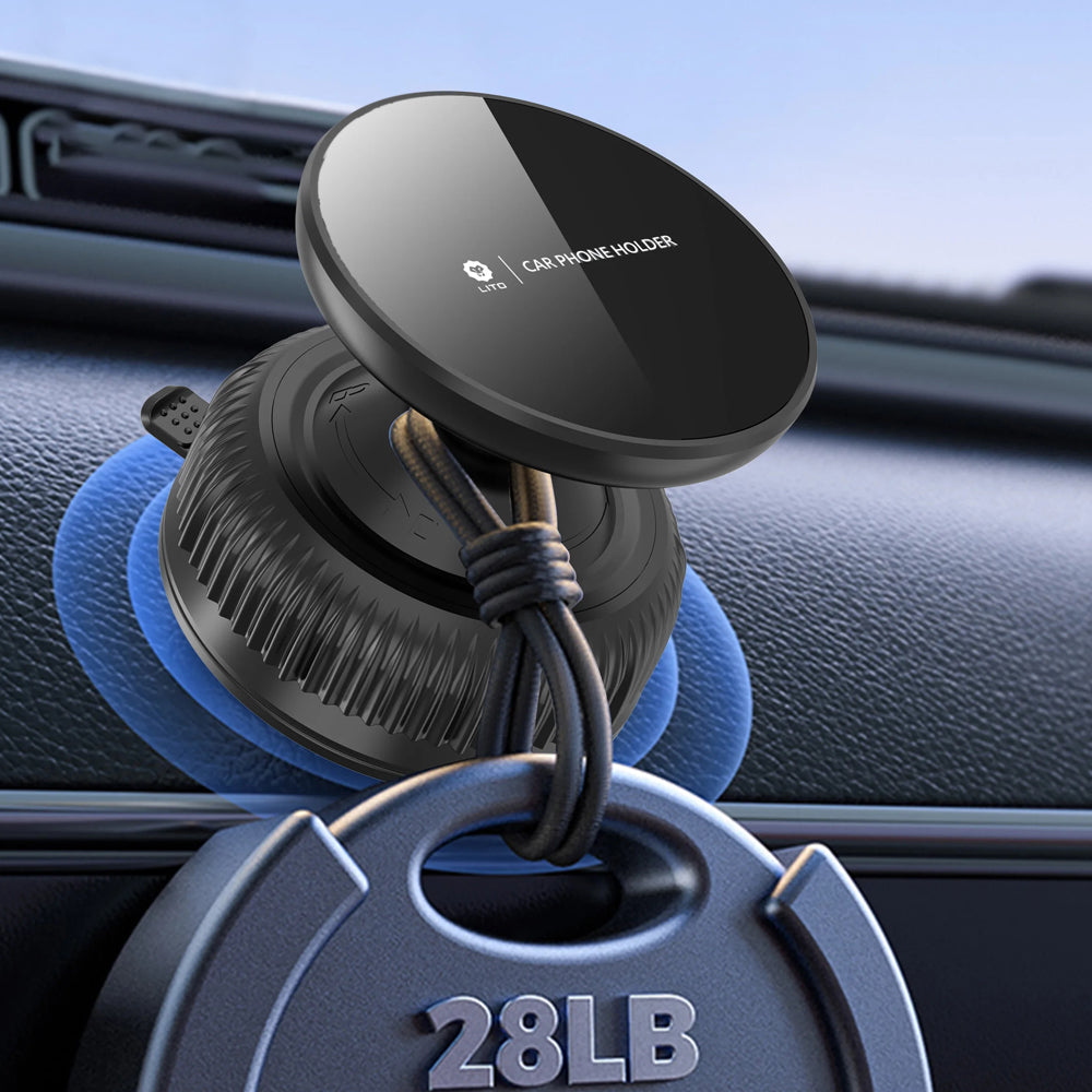 Lito - Car Holder (LT-W12) - for Dashboard, Magnetic, Vacuum Sucker, Steady - Black