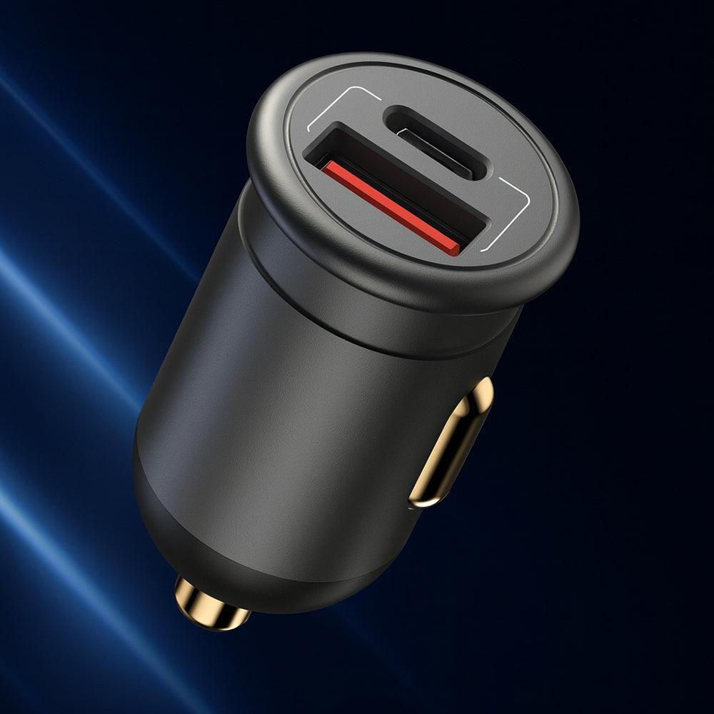 Blueo - Car Charger - USB, Type-C, 35W, with Built-in Protections, for 12V to 24V DC Socket, Matte Finish - Grey