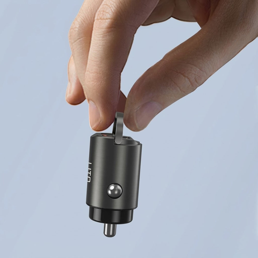 Lito - Car Charger (IN-C03) - 1x USB, 1x Type-C, 30W, Fast Charging, Ultra-Mini & Sleek Design, Universal - Gunmetal