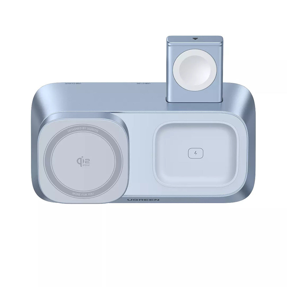 Ugreen - Wireless Charging Station W711 - MagSafe, Fast Charging, Qi2, for iPhone, AirPods, Apple Watch, 25W - Blue