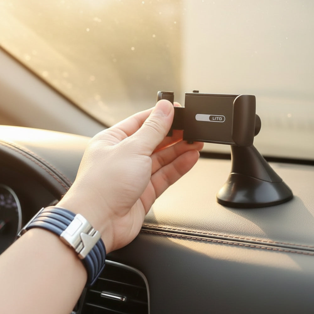 Lito - Car Holder Nano Glue Sucker (LT-W09) - for Dashboard, Windshield, No-slip, No-drill, 360°, Ultra-Lightweight - Gr
