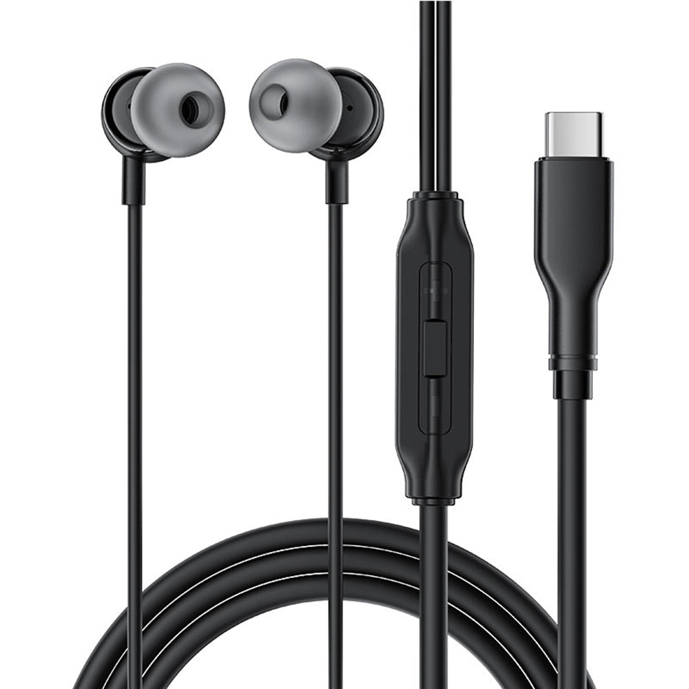 Acefast - Wired Earphones (L8) - Type-C, In-ear Design, with Microphone, Control Remote, Flexible, Silicone, 1.2m - Blac