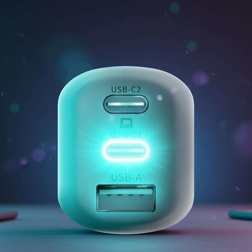 3mk - Wall Charger Hyper - 2x Type-C, 1x USB-A, GaN Technology, Quick Charge, 65W - White