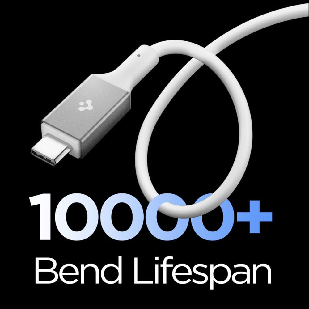 Spigen Cablu Spigen Essential EB10020CC (ACA08775), Fast Charging, Type-C to Type-C, 100W, 5Gbps, E-Marker Chip, 2m, Alb