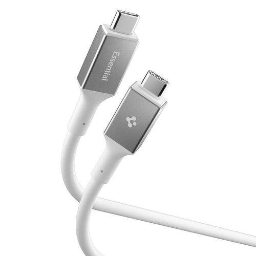 Spigen Cablu Spigen Essential EB10020CC (ACA08775), Fast Charging, Type-C to Type-C, 100W, 5Gbps, E-Marker Chip, 2m, Alb