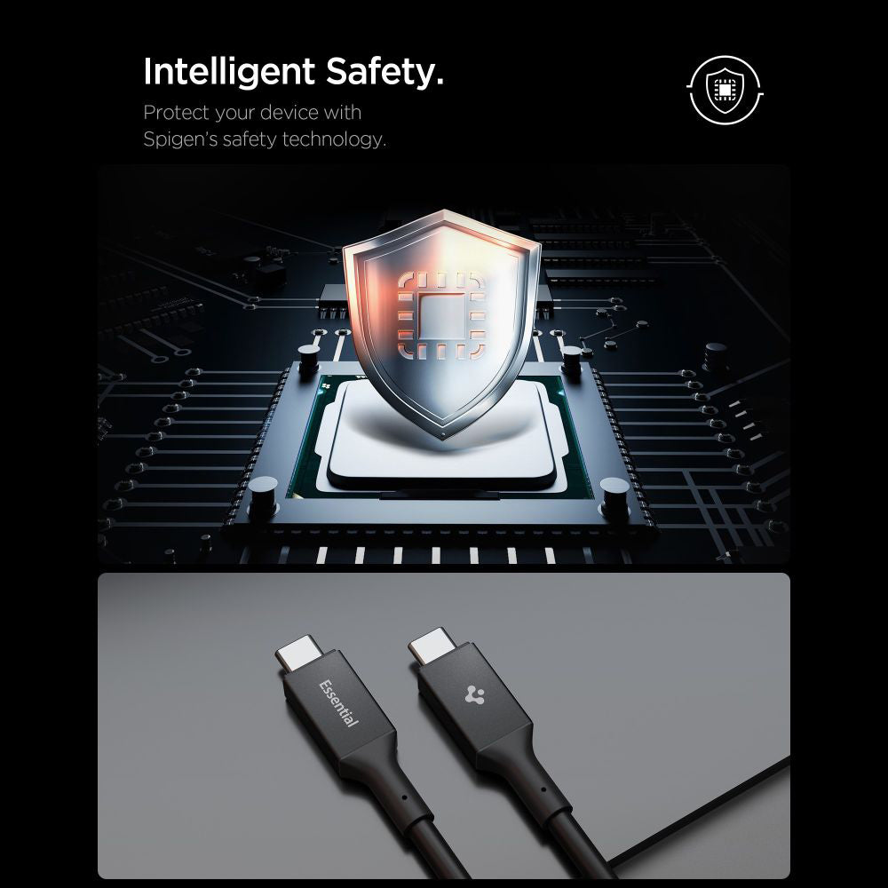 Spigen - Data Cable Essential EB10020CC (ACA09460) - Fast Charging, Type-C to Type-C, 100W, 5Gbps, E-Marker Chip, 2m - B
